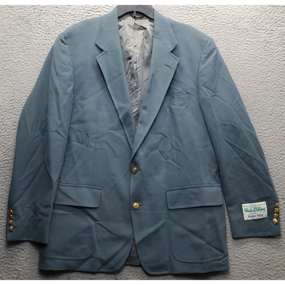 Water Colors by Hunter Haig Blazer Mens 46L Green Lined Notch Single-Breasted